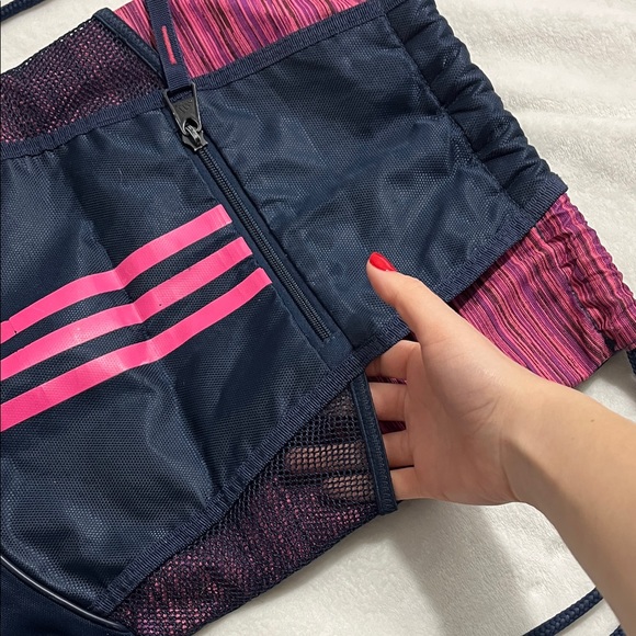 Adidas Navy and Pink Drawstring Backpack - Picture 3 of 7